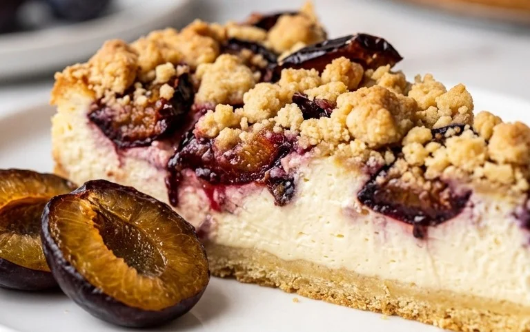 Zwetschgen-Käsekuchen - mit Mürbeteigboden & Streusel